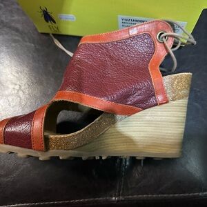 Fly London Women's Burgundy and Orange Wedges
